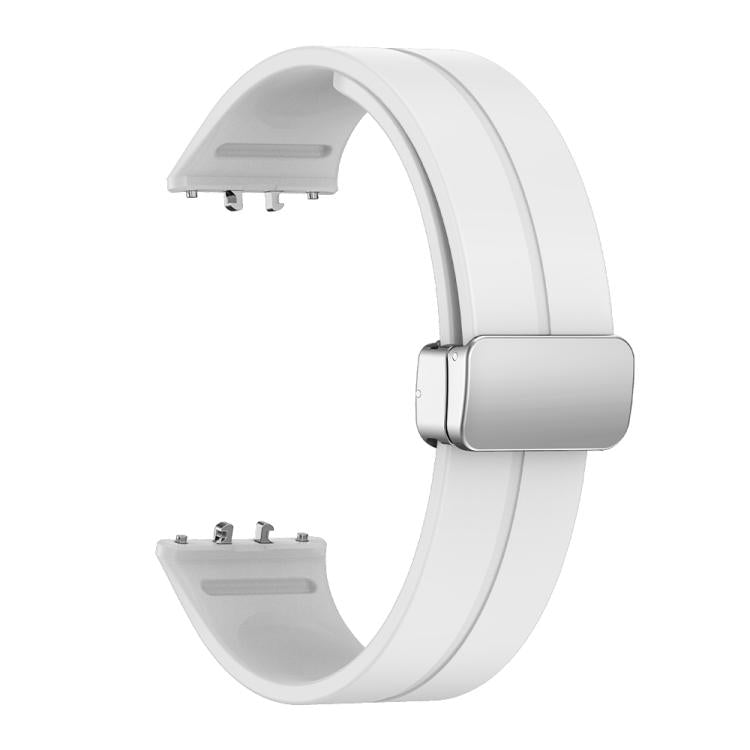 For Samsung Galaxy Fit 3 Magnetic Fold Silver Buckle Silicone Watch Band