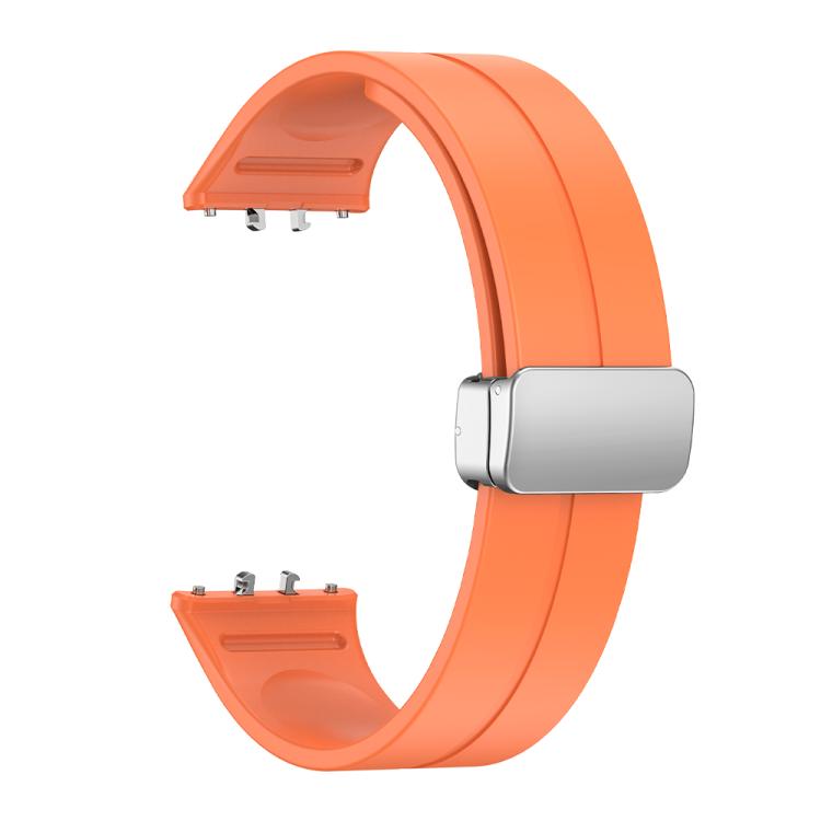 For Samsung Galaxy Fit 3 Magnetic Fold Silver Buckle Silicone Watch Band