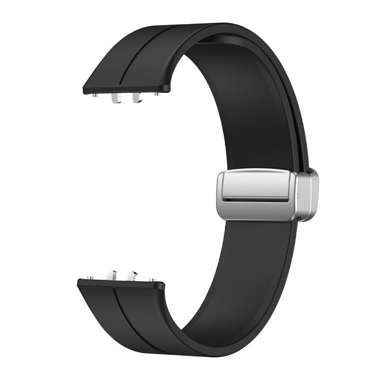 For Samsung Galaxy Fit 3 Magnetic Fold Silver Buckle Silicone Watch Band