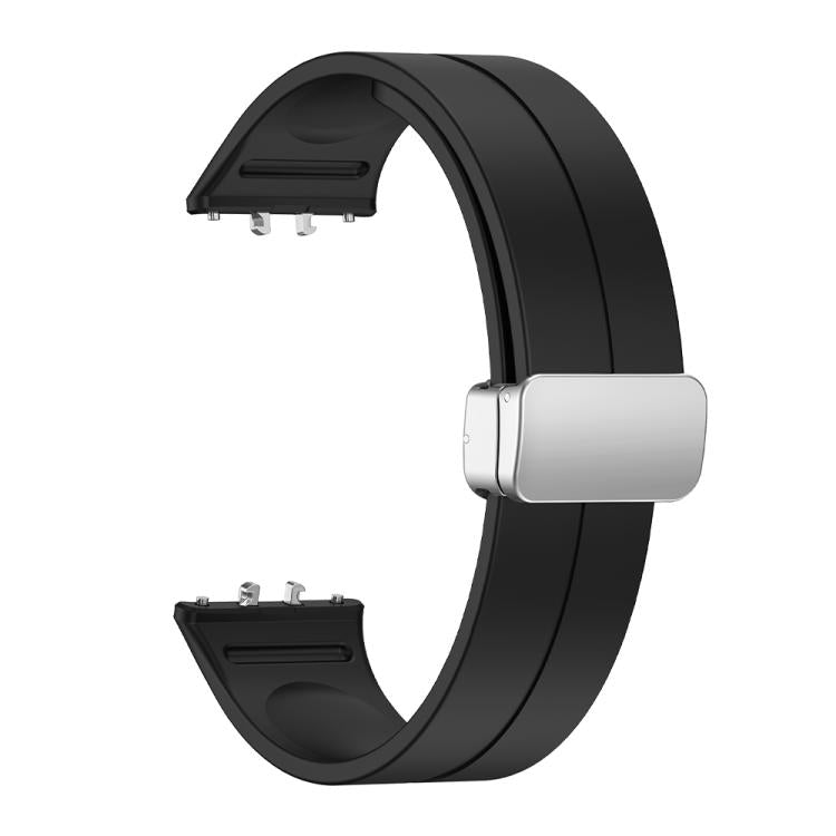 For Samsung Galaxy Fit 3 Magnetic Fold Silver Buckle Silicone Watch Band