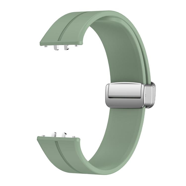 For Samsung Galaxy Fit 3 Magnetic Fold Silver Buckle Silicone Watch Band