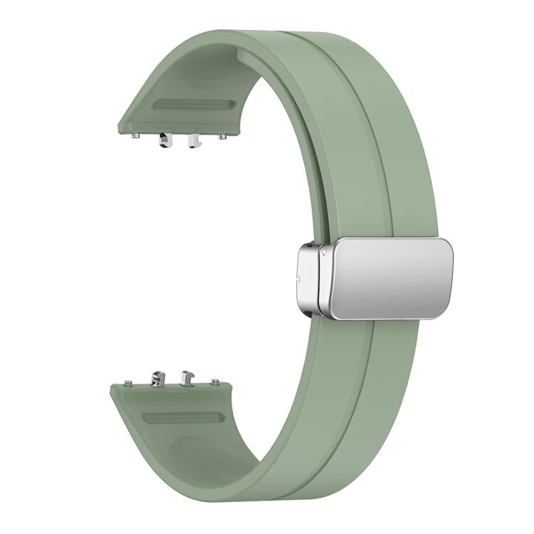For Samsung Galaxy Fit 3 Magnetic Fold Silver Buckle Silicone Watch Band