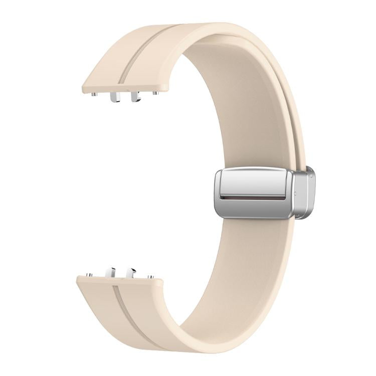 For Samsung Galaxy Fit 3 Magnetic Fold Silver Buckle Silicone Watch Band