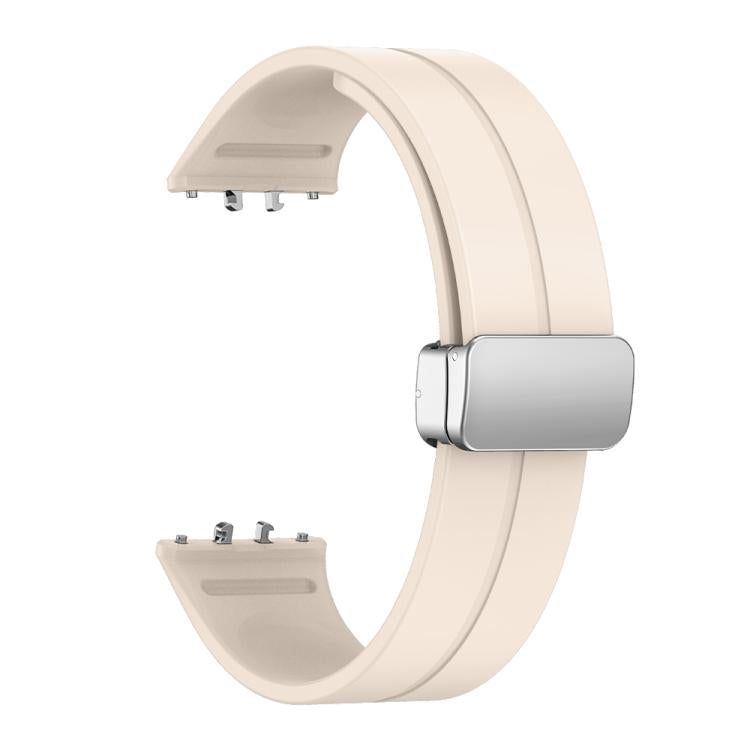 For Samsung Galaxy Fit 3 Magnetic Fold Silver Buckle Silicone Watch Band
