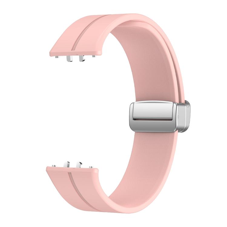 For Samsung Galaxy Fit 3 Magnetic Fold Silver Buckle Silicone Watch Band