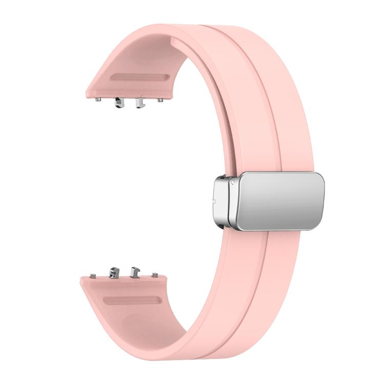 For Samsung Galaxy Fit 3 Magnetic Fold Silver Buckle Silicone Watch Band
