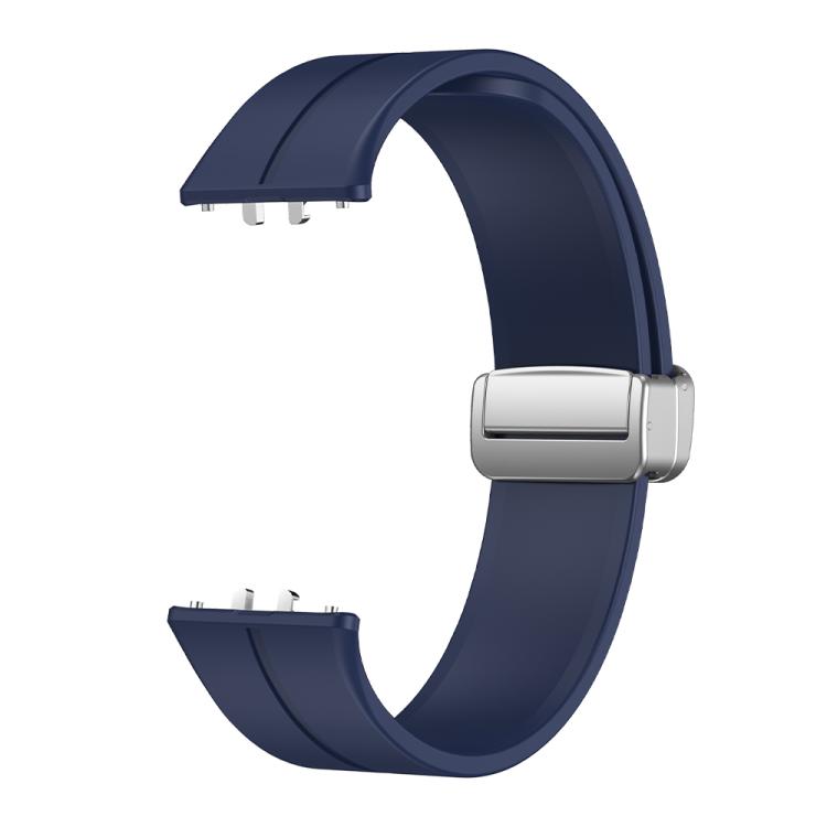 For Samsung Galaxy Fit 3 Magnetic Fold Silver Buckle Silicone Watch Band