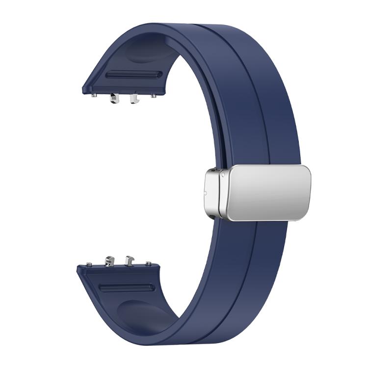For Samsung Galaxy Fit 3 Magnetic Fold Silver Buckle Silicone Watch Band