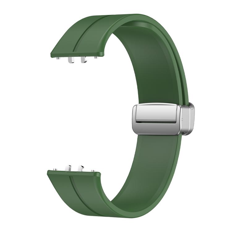For Samsung Galaxy Fit 3 Magnetic Fold Silver Buckle Silicone Watch Band