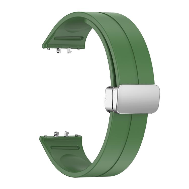 For Samsung Galaxy Fit 3 Magnetic Fold Silver Buckle Silicone Watch Band