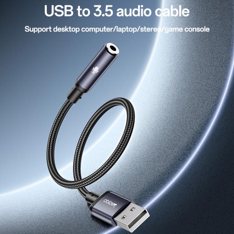 Yesido YAU46 USB to 3.5mm Aluminum Alloy Audio Adapter - Black