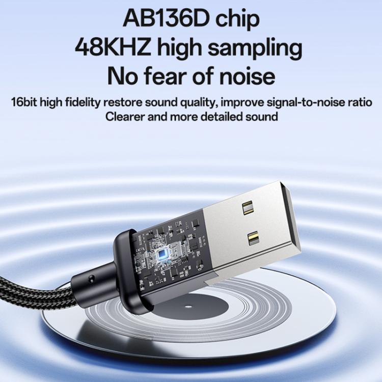 Yesido YAU46 USB to 3.5mm Aluminum Alloy Audio Adapter - Black