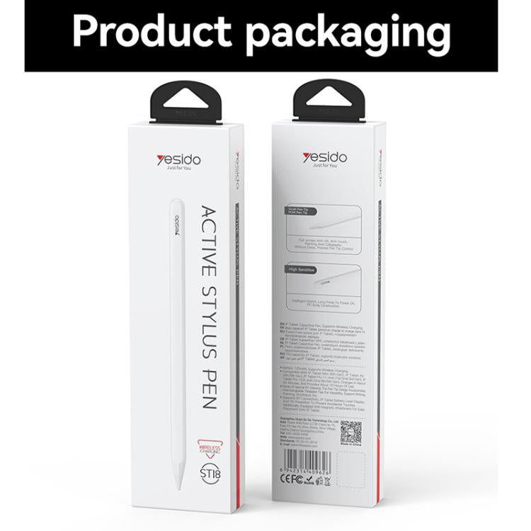 Yesido ST18 Magnetic Wireless Charging Stylus Pencil For iPad Series - White