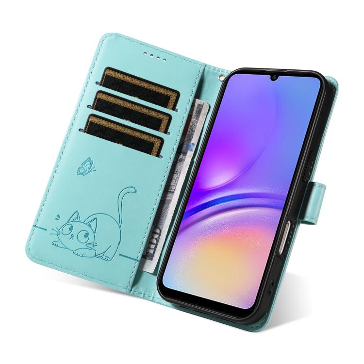For Samsung Galaxy A07 5G Adorable Cat Embossed Pattern Flip Leather Phone Case