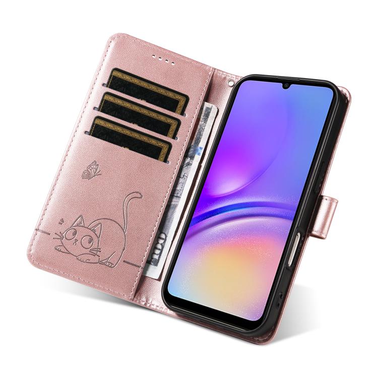 For Samsung Galaxy A07 5G Adorable Cat Embossed Pattern Flip Leather Phone Case