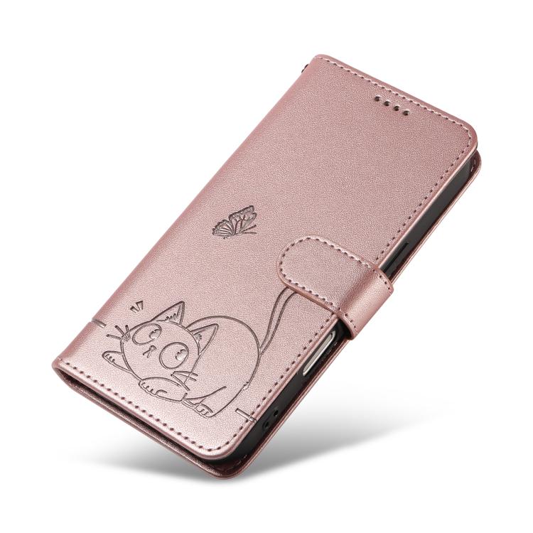 For Samsung Galaxy A07 5G Adorable Cat Embossed Pattern Flip Leather Phone Case