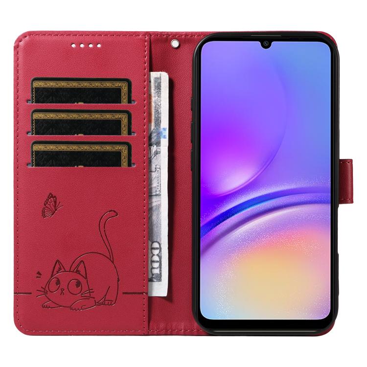 For Samsung Galaxy A07 5G Adorable Cat Embossed Pattern Flip Leather Phone Case