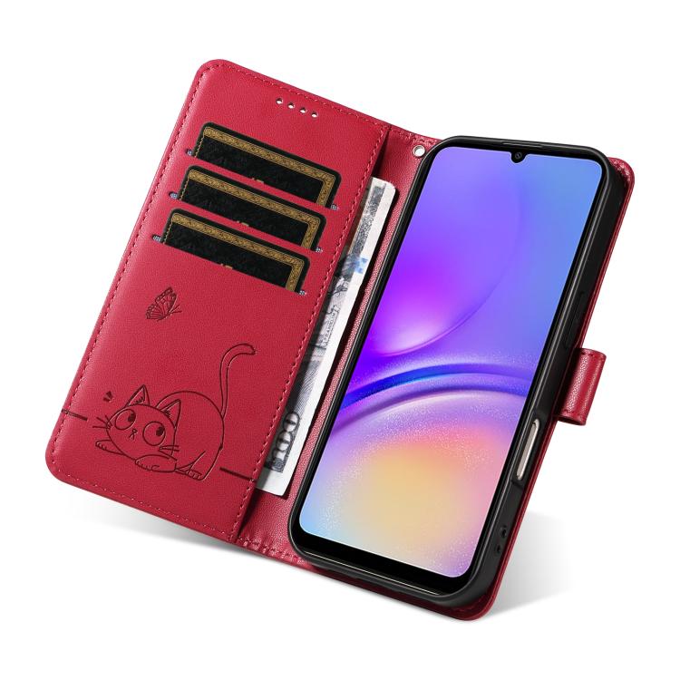 For Samsung Galaxy A07 5G Adorable Cat Embossed Pattern Flip Leather Phone Case