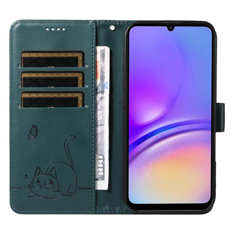 For Samsung Galaxy A07 5G Adorable Cat Embossed Pattern Flip Leather Phone Case