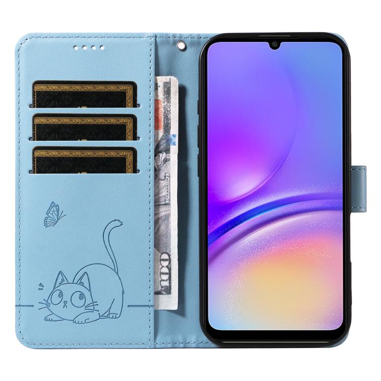 For Samsung Galaxy A07 5G Adorable Cat Embossed Pattern Flip Leather Phone Case