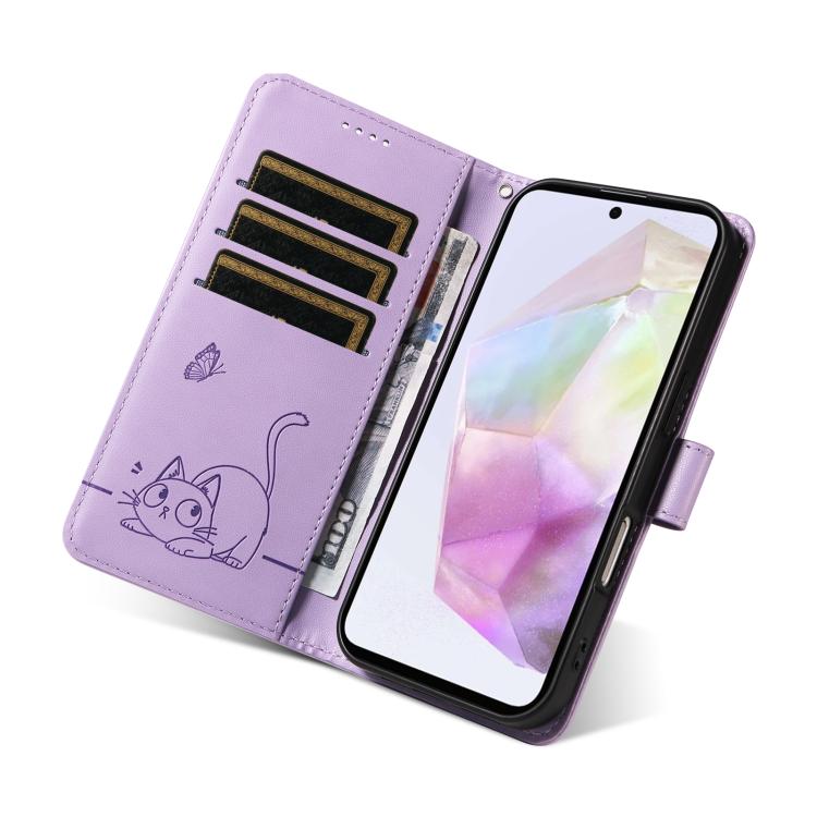 For Samsung Galaxy A36 5G / M56 5G Adorable Cat Embossed Pattern Flip Leather Phone Case