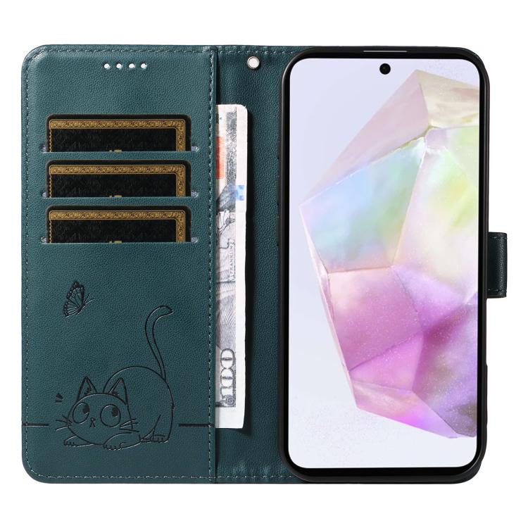 For Samsung Galaxy A36 5G / M56 5G Adorable Cat Embossed Pattern Flip Leather Phone Case