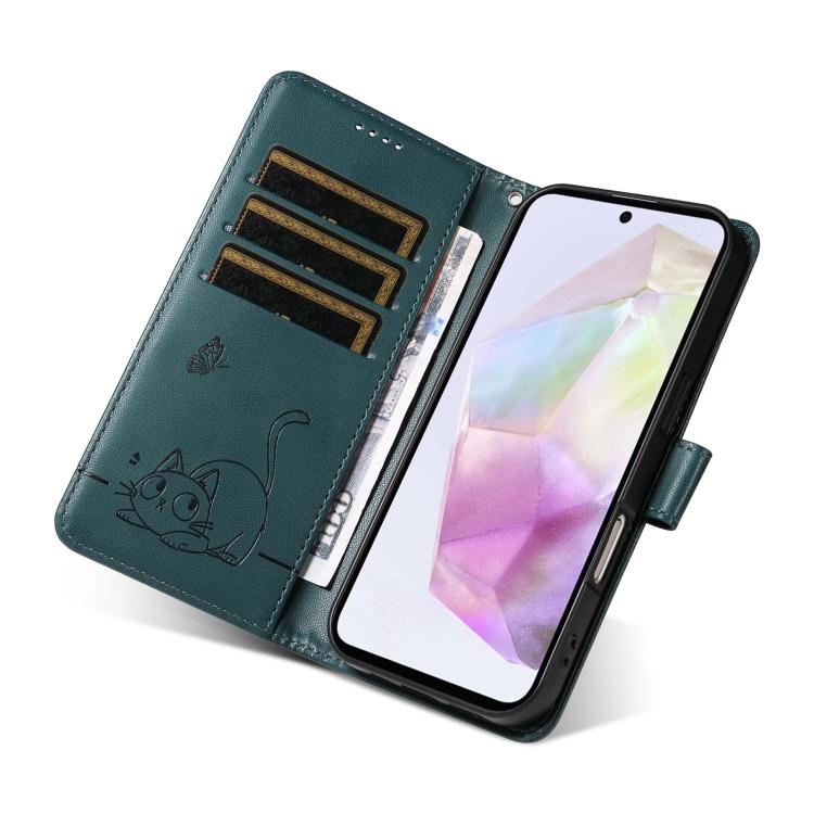 For Samsung Galaxy A36 5G / M56 5G Adorable Cat Embossed Pattern Flip Leather Phone Case
