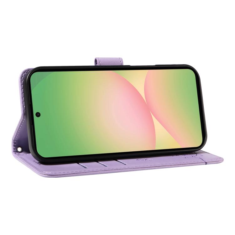 For Samsung Galaxy A57 5G Adorable Cat Embossed Pattern Flip Leather Phone Case