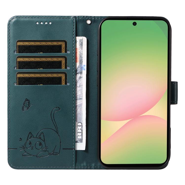 For Samsung Galaxy A57 5G Adorable Cat Embossed Pattern Flip Leather Phone Case