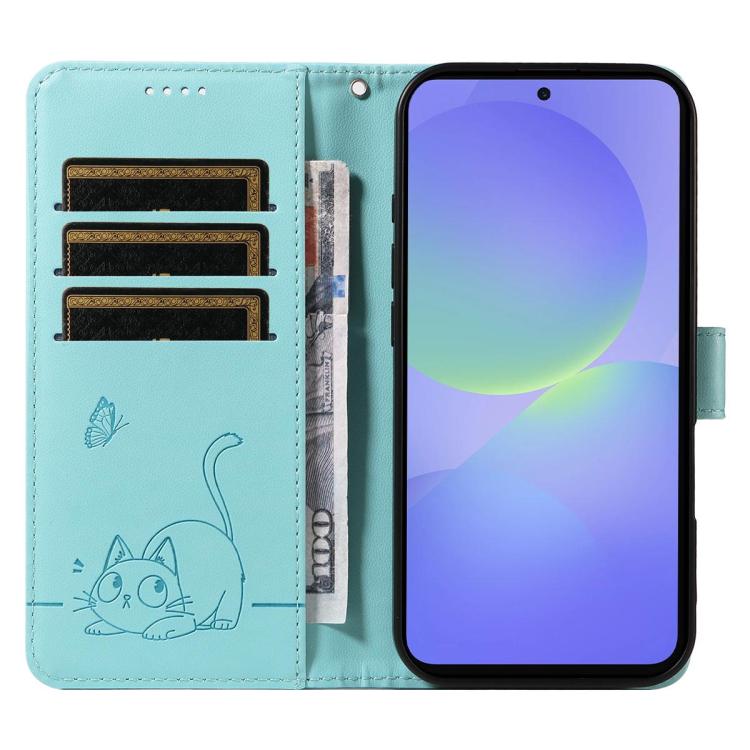 For Galaxy A27 5G Adorable Cat Embossed Pattern Flip Leather Phone Case