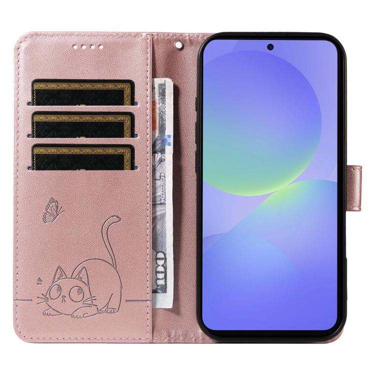 For Galaxy A27 5G Adorable Cat Embossed Pattern Flip Leather Phone Case