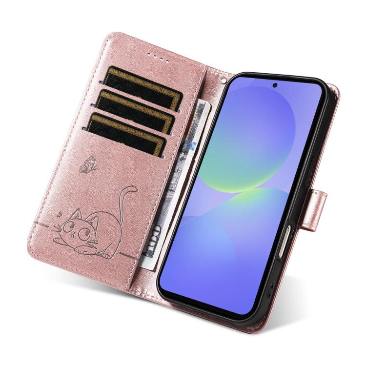 For Galaxy A27 5G Adorable Cat Embossed Pattern Flip Leather Phone Case