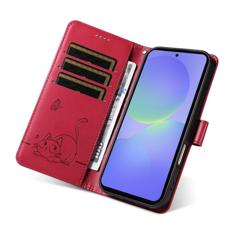 For Galaxy A27 5G Adorable Cat Embossed Pattern Flip Leather Phone Case