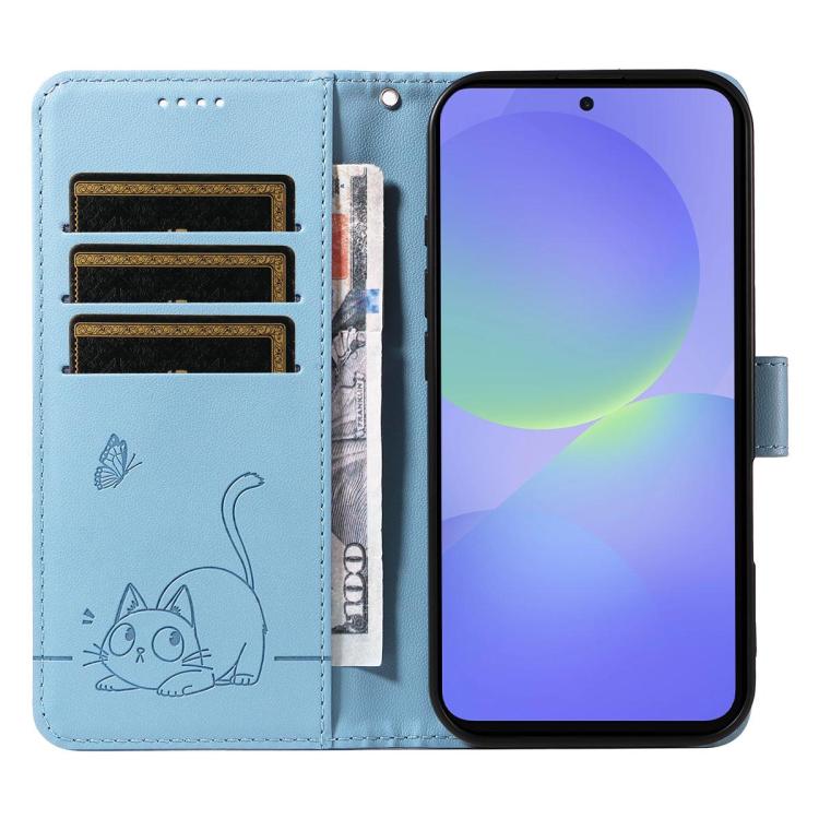 For Galaxy A27 5G Adorable Cat Embossed Pattern Flip Leather Phone Case