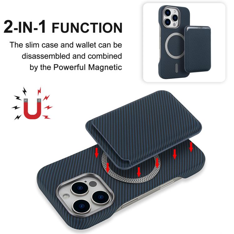 iPhone 16 Pro Carbon Fiber MagSafe Magnetic Card Holder Phone Case