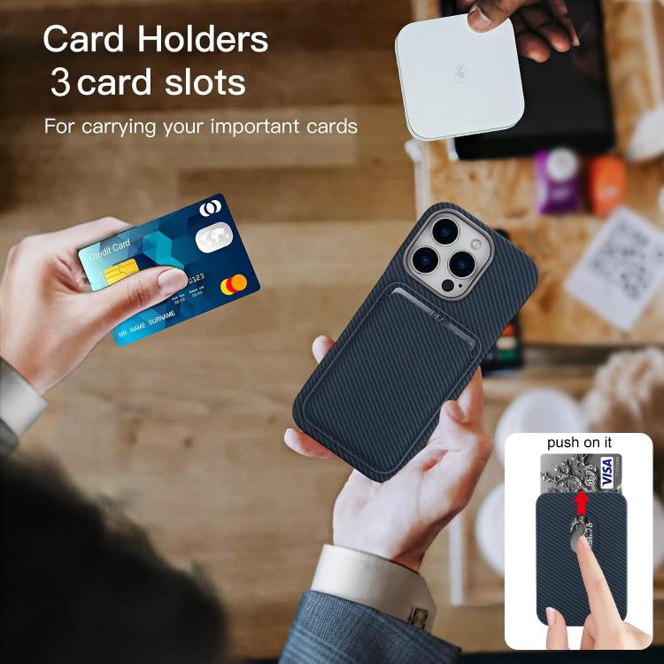 iPhone 16 Pro Carbon Fiber MagSafe Magnetic Card Holder Phone Case