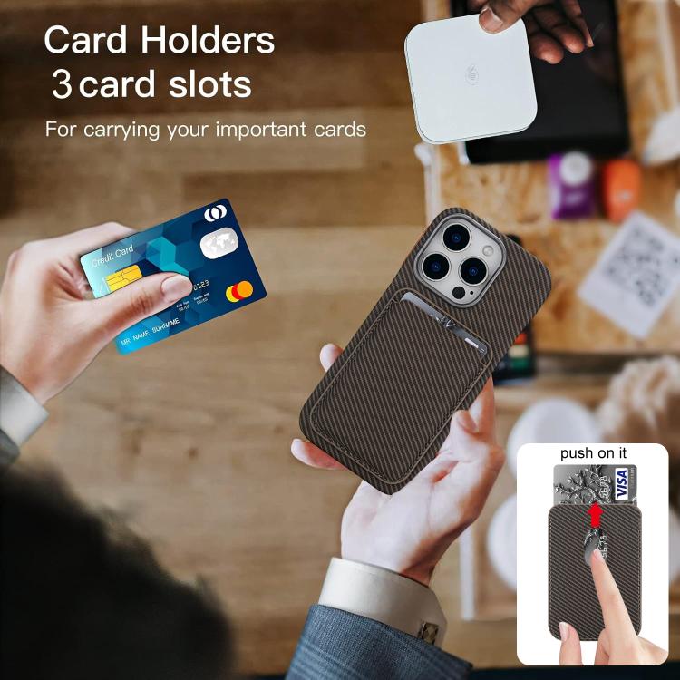 iPhone 16 Pro Carbon Fiber MagSafe Magnetic Card Holder Phone Case