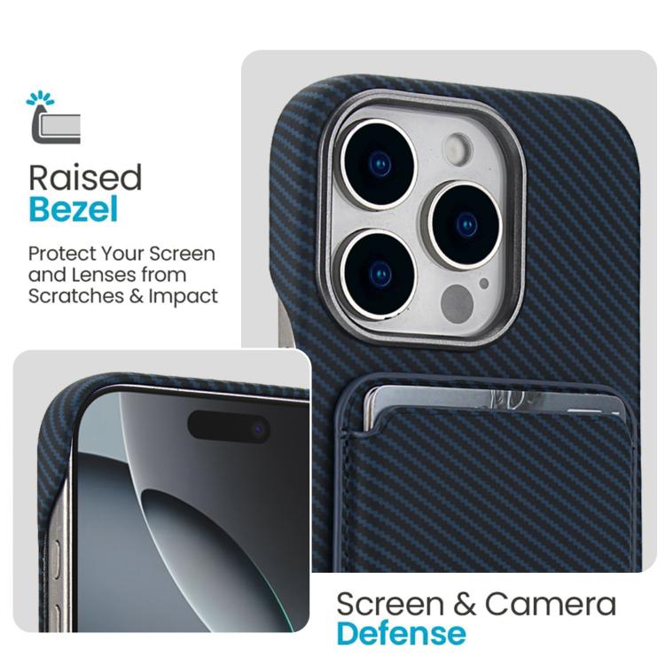 For iPhone 16 Carbon Fiber MagSafe Magnetic Card Holder Phone Case