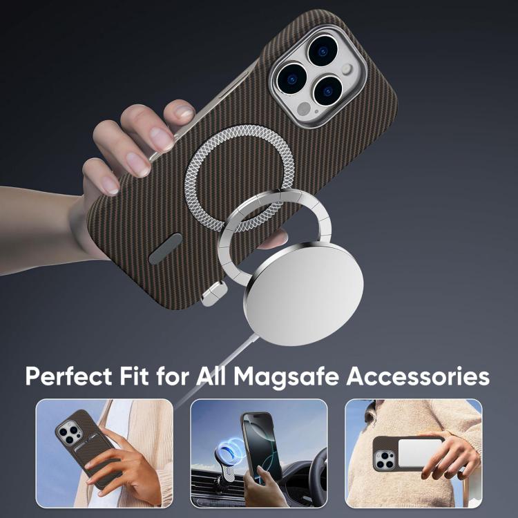 For iPhone 16 Carbon Fiber MagSafe Magnetic Card Holder Phone Case