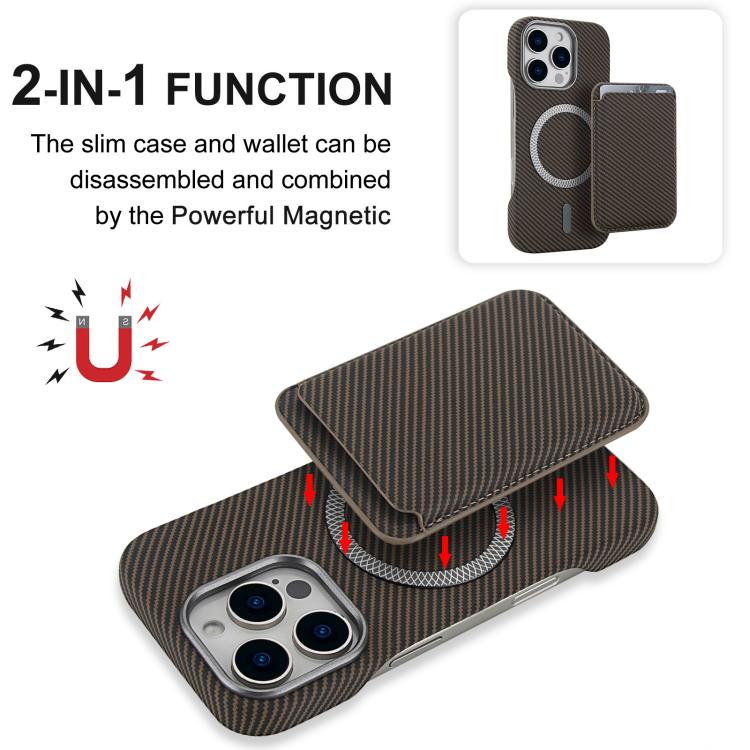 For iPhone 16 Carbon Fiber MagSafe Magnetic Card Holder Phone Case