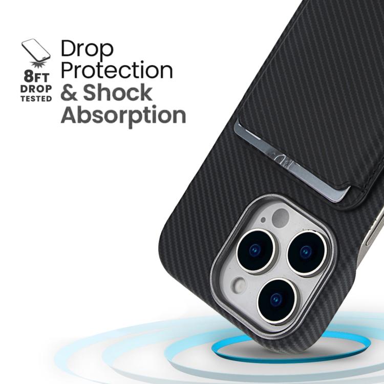 For iPhone 15 Carbon Fiber MagSafe Magnetic Card Holder Phone Case