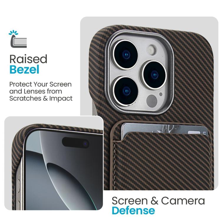 For iPhone 15 Carbon Fiber MagSafe Magnetic Card Holder Phone Case