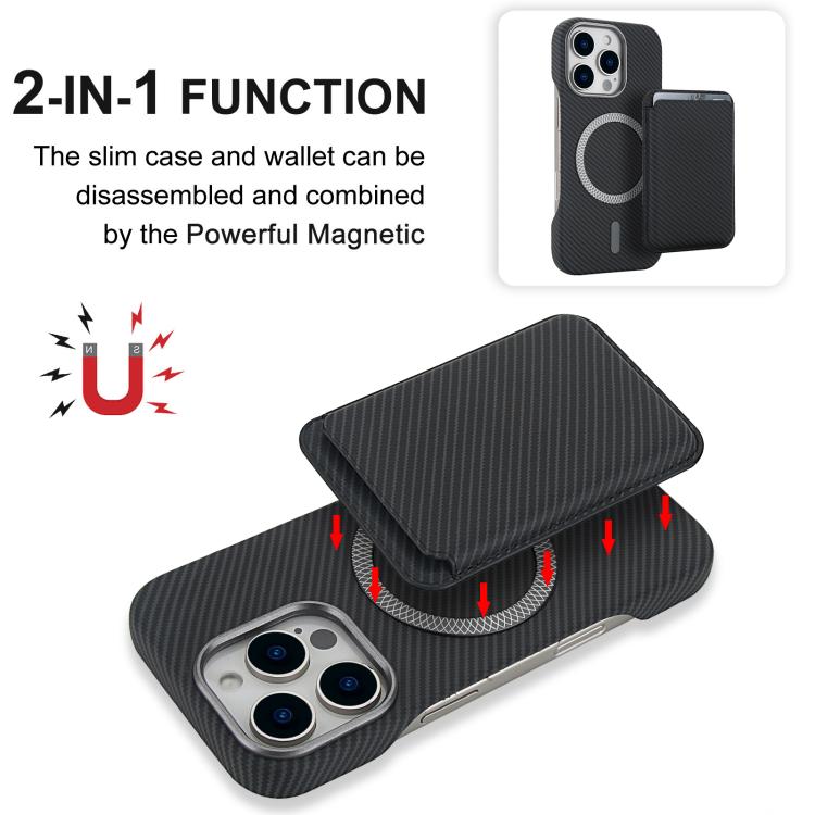For iPhone 14 Plus Carbon Fiber MagSafe Magnetic Card Holder Phone Case