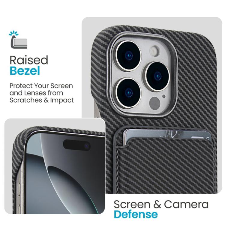 For iPhone 14 Plus Carbon Fiber MagSafe Magnetic Card Holder Phone Case