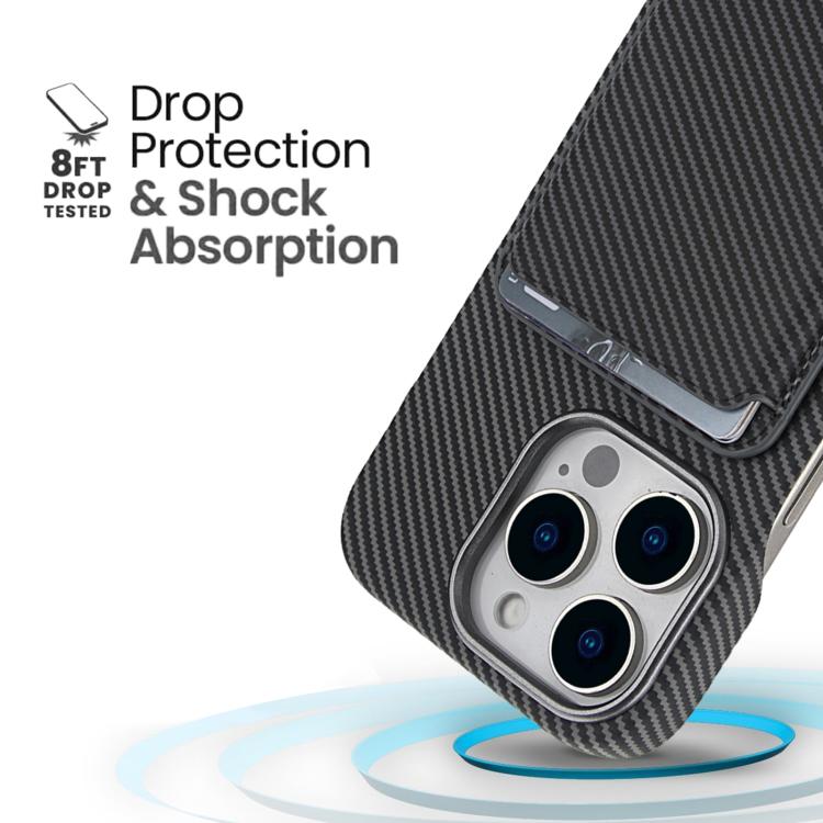 For iPhone 14 Plus Carbon Fiber MagSafe Magnetic Card Holder Phone Case