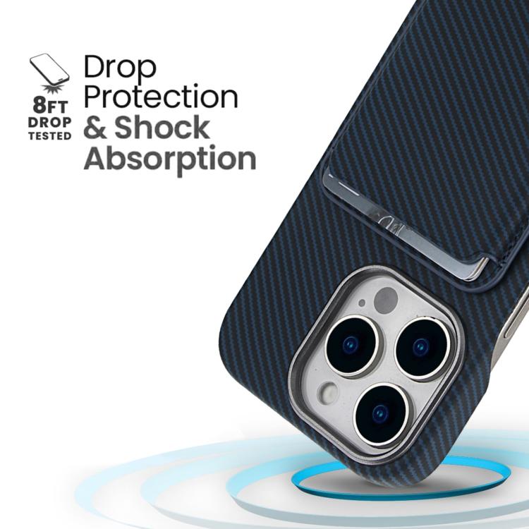 For iPhone 14 Plus Carbon Fiber MagSafe Magnetic Card Holder Phone Case