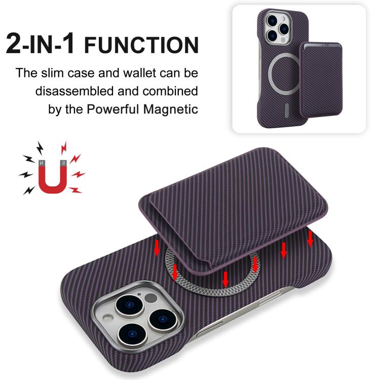 For iPhone 14 Plus Carbon Fiber MagSafe Magnetic Card Holder Phone Case