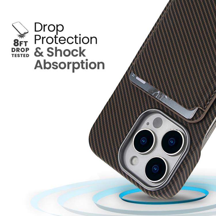 For iPhone 14 Plus Carbon Fiber MagSafe Magnetic Card Holder Phone Case
