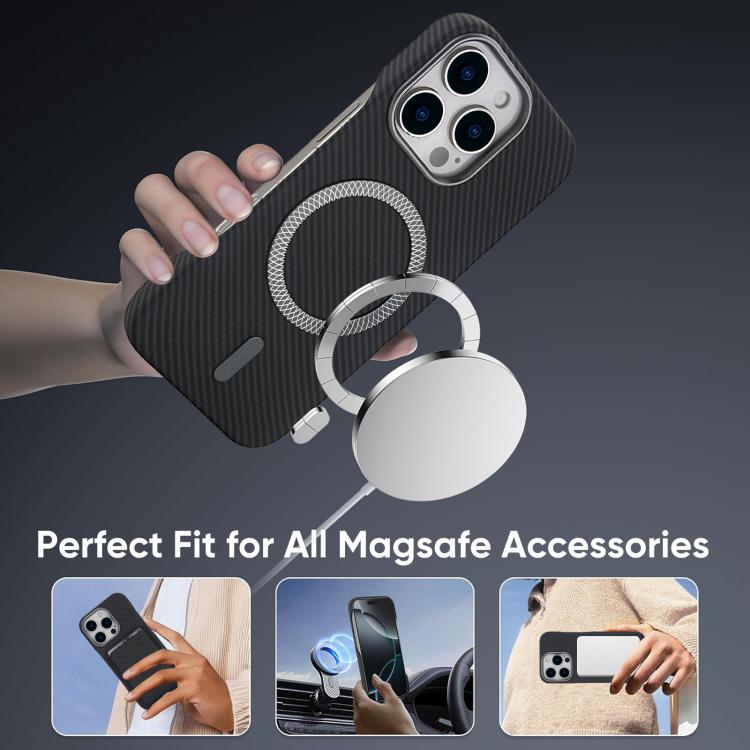 For iPhone 14 Carbon Fiber MagSafe Magnetic Card Holder Phone Case