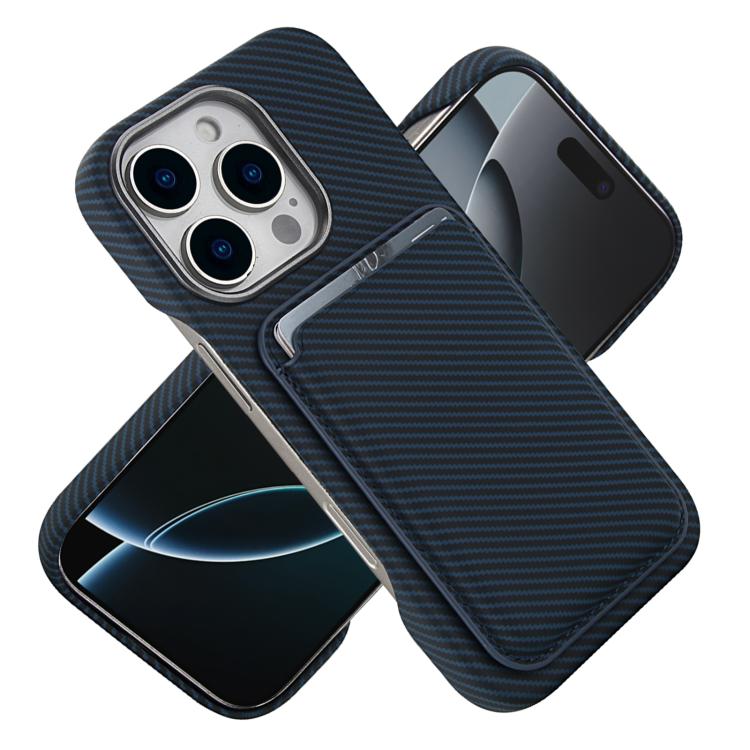 For iPhone 14 Carbon Fiber MagSafe Magnetic Card Holder Phone Case